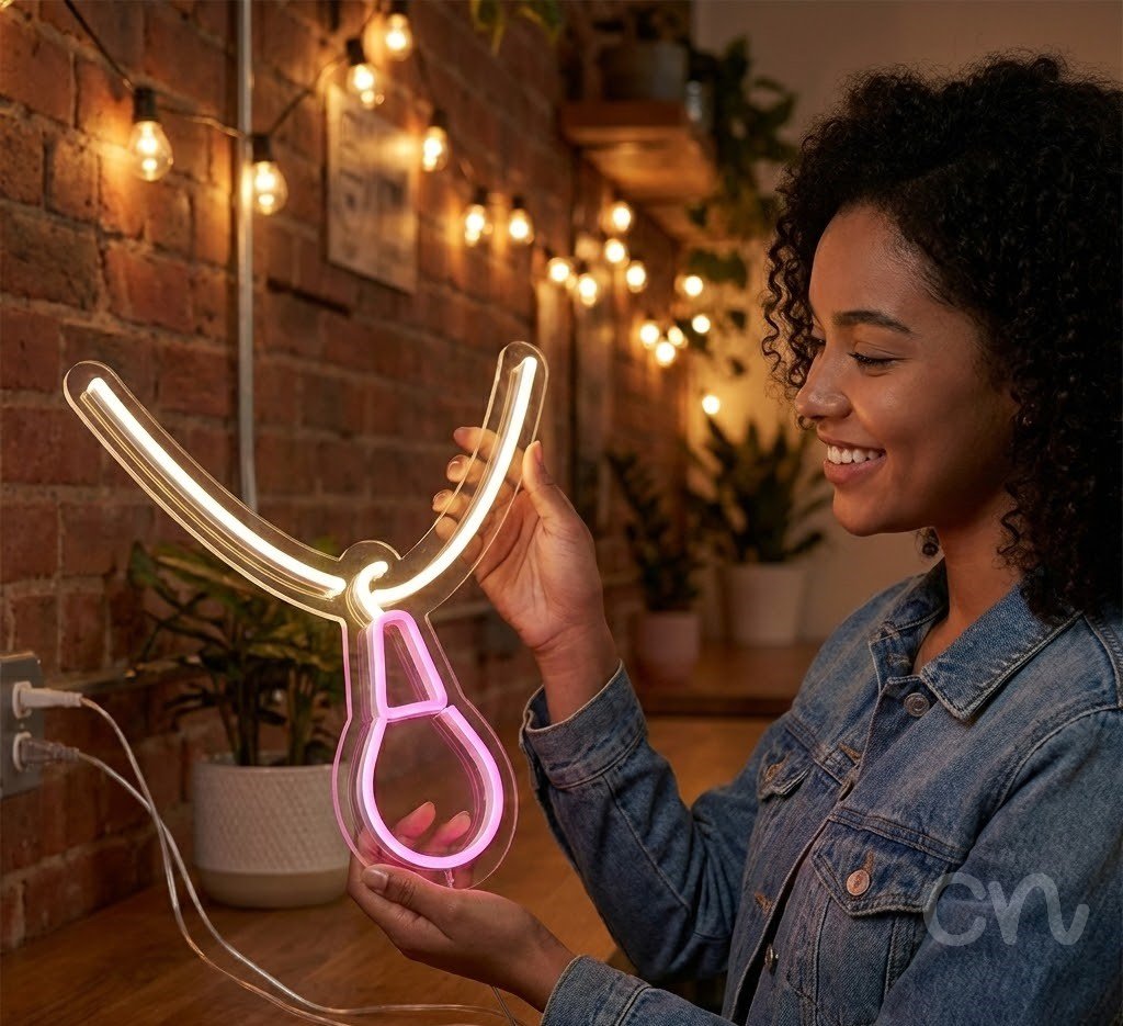 Custom Neon | Light Bulb Neon Sign | 20x20 | Hot Pink