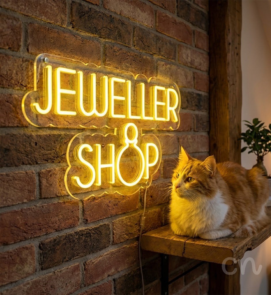Custom Neon | Jeweller Shop Neon Sign | 14x24 | Yellow for Retail & Jewelry Stores 2