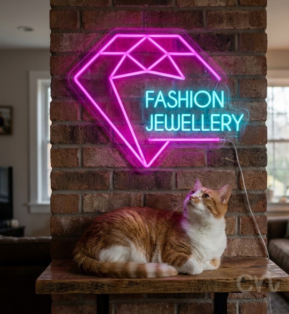 Custom Neon | Fashion Jewellery Neon Sign | 16x20 | Hot Pink, Ice Blue 2