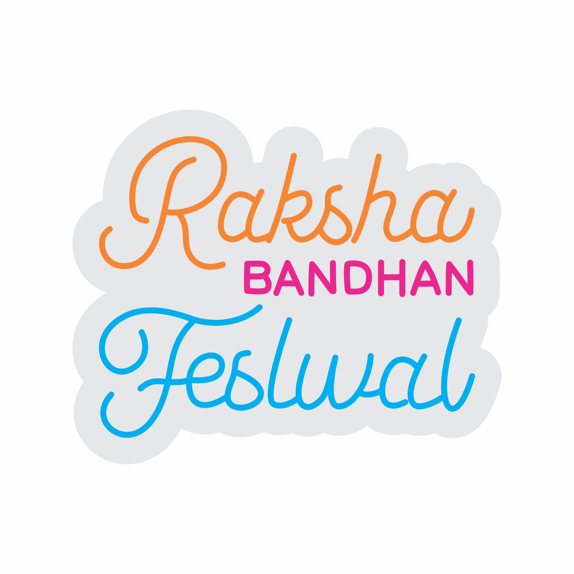 Custom Neon | Raksha Bandhan Festival Neon Sign | 22x18 | Orange Hot Pink Sky Blue 3