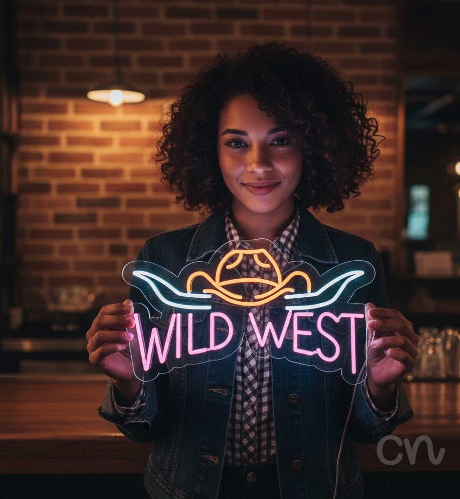 Custom Neon | Wild West Neon Sign | 14x24 | Hot Pink, Orange