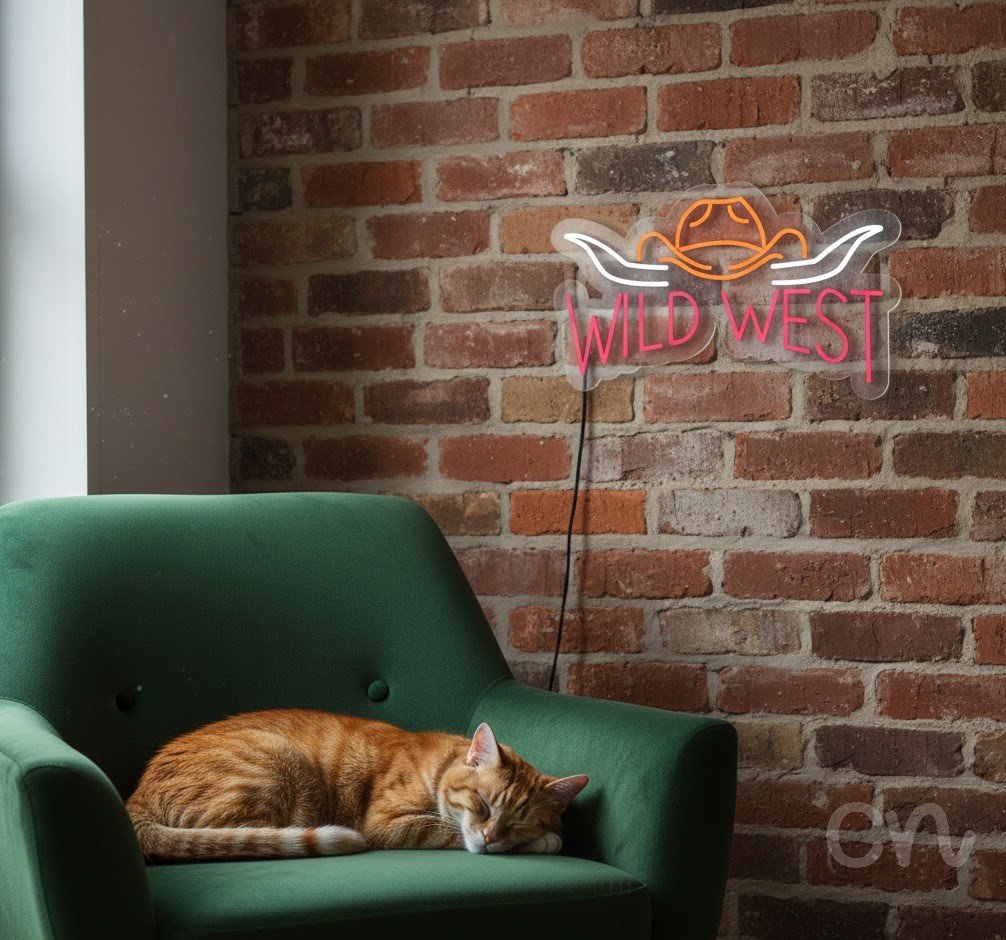 Custom Neon | Wild West Neon Sign | 14x24 | Hot Pink, Orange 2