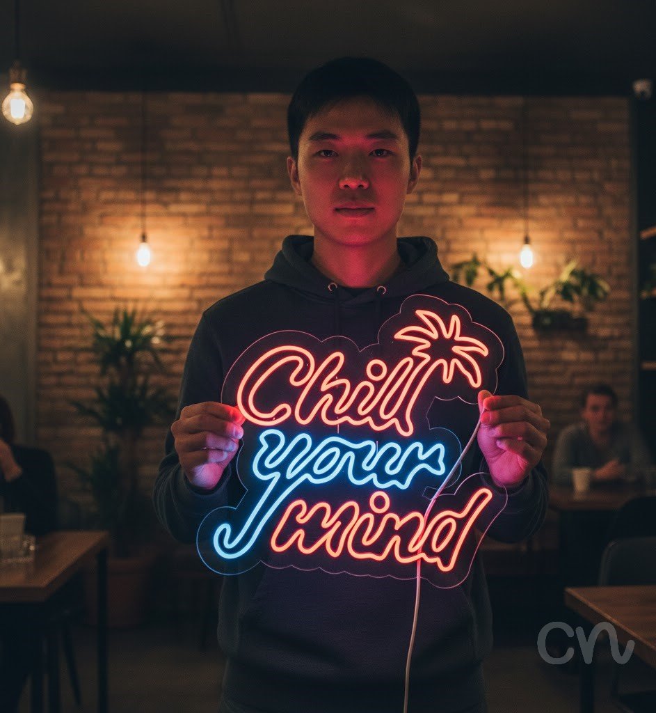 Custom Neon | Chill Your Mind Neon Sign | 23x24 | Pink and Blue