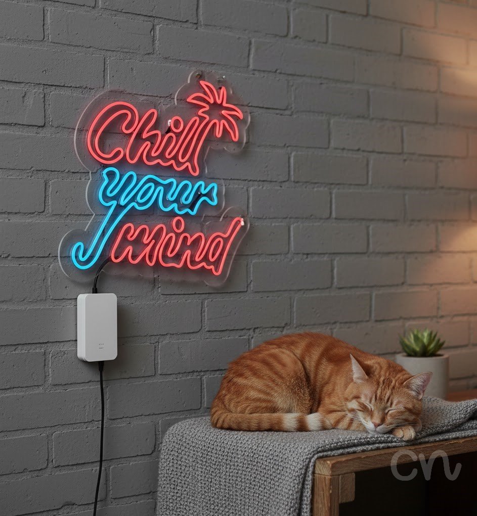 Custom Neon | Chill Your Mind Neon Sign | 23x24 | Pink and Blue 2