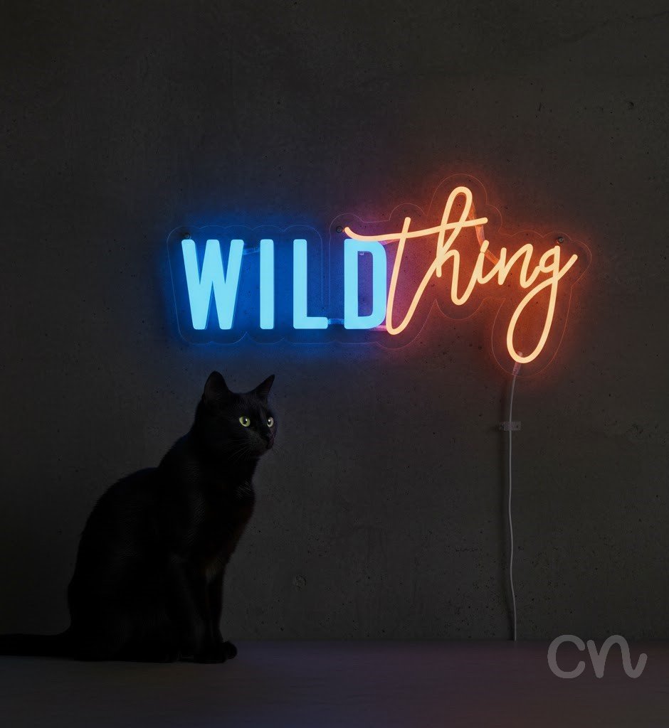 Custom Neon | Wild Thing Neon Sign | 12x25 | Ice Blue Warm Orange Neon Sign 2