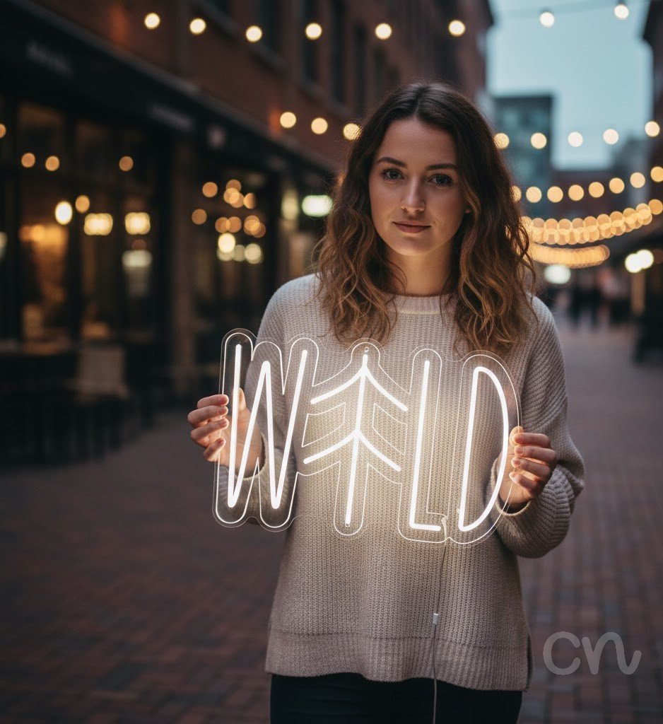 Custom Neon | Wild Neon Sign | 15x24 Inches | White Neon Sign for Home & Bar Decor