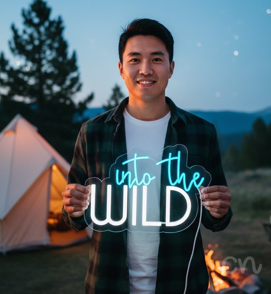 Custom Neon | Into the Wild Neon Sign | 17x24 | Ice Blue Warm White