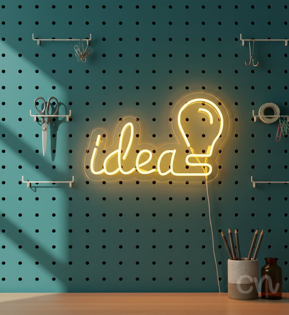 Custom Neon | Idea Neon Sign | 24x15 | Warm Yellow | Bright, Modern Home Decor