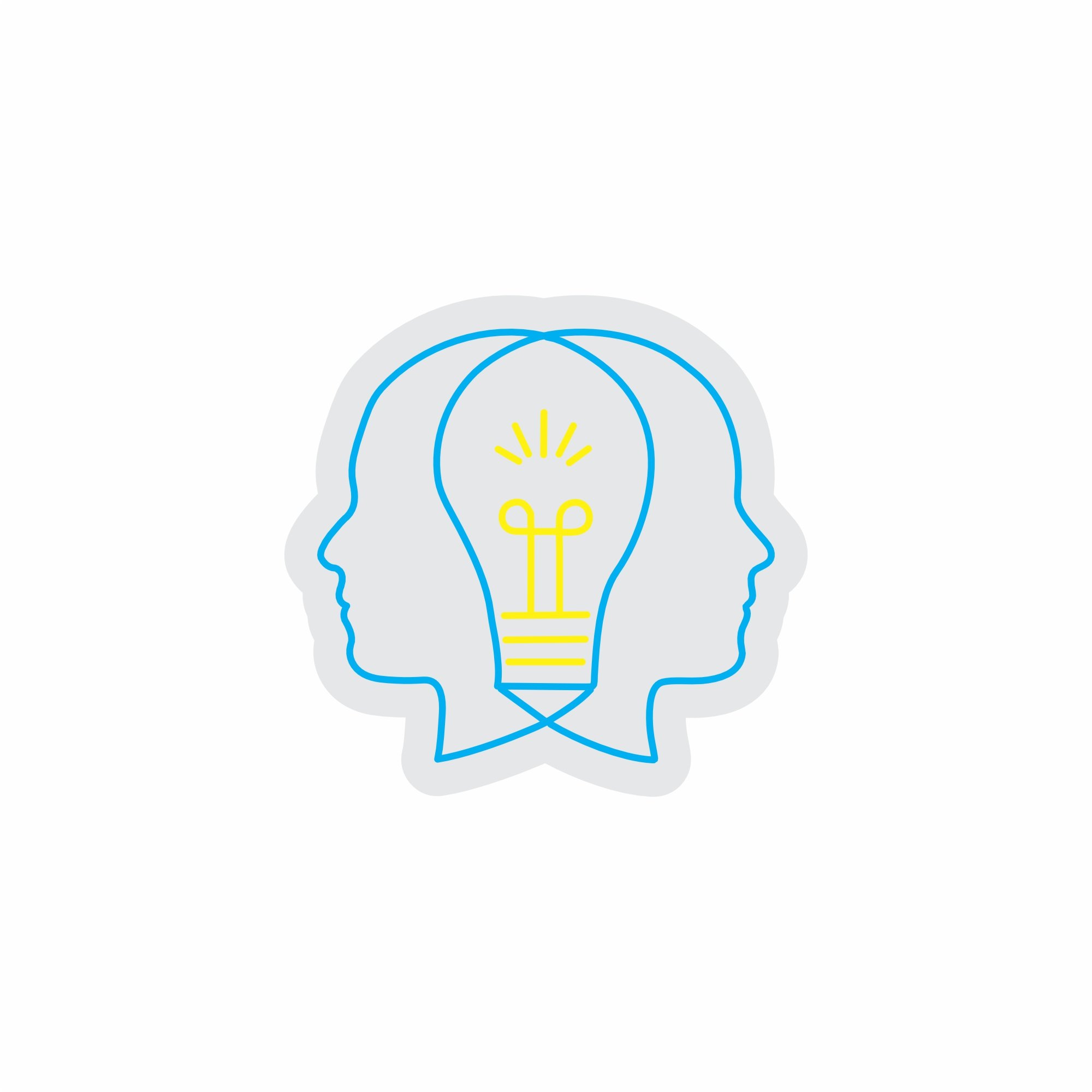 Custom Neon | Two Heads with Lightbulb Neon Sign | 24x23 Inches | Blue and Yellow 3