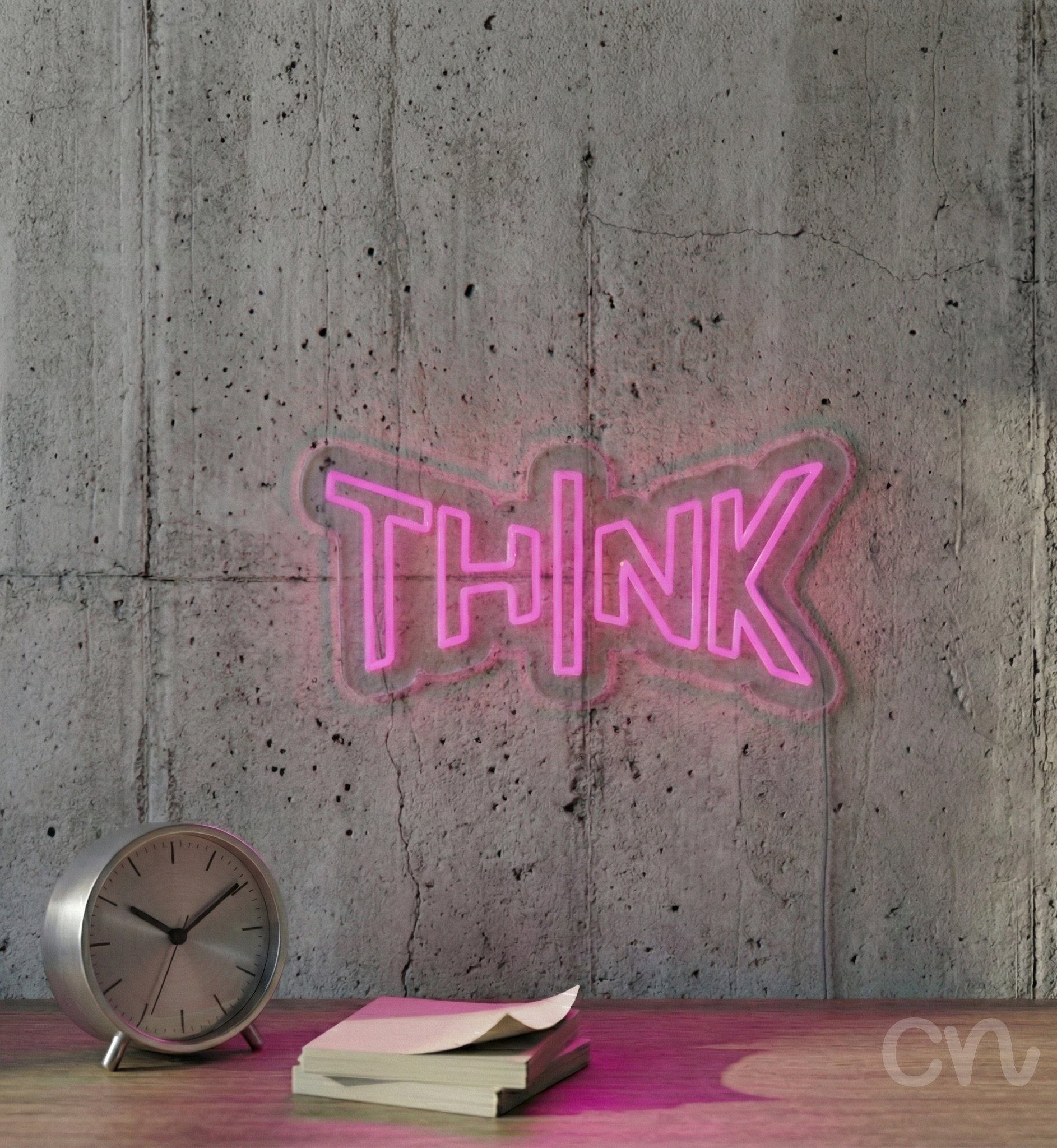 Custom Neon | Think Neon Sign | 24x12 | Hot Pink Neon Sign for Home Decor and Bedroom