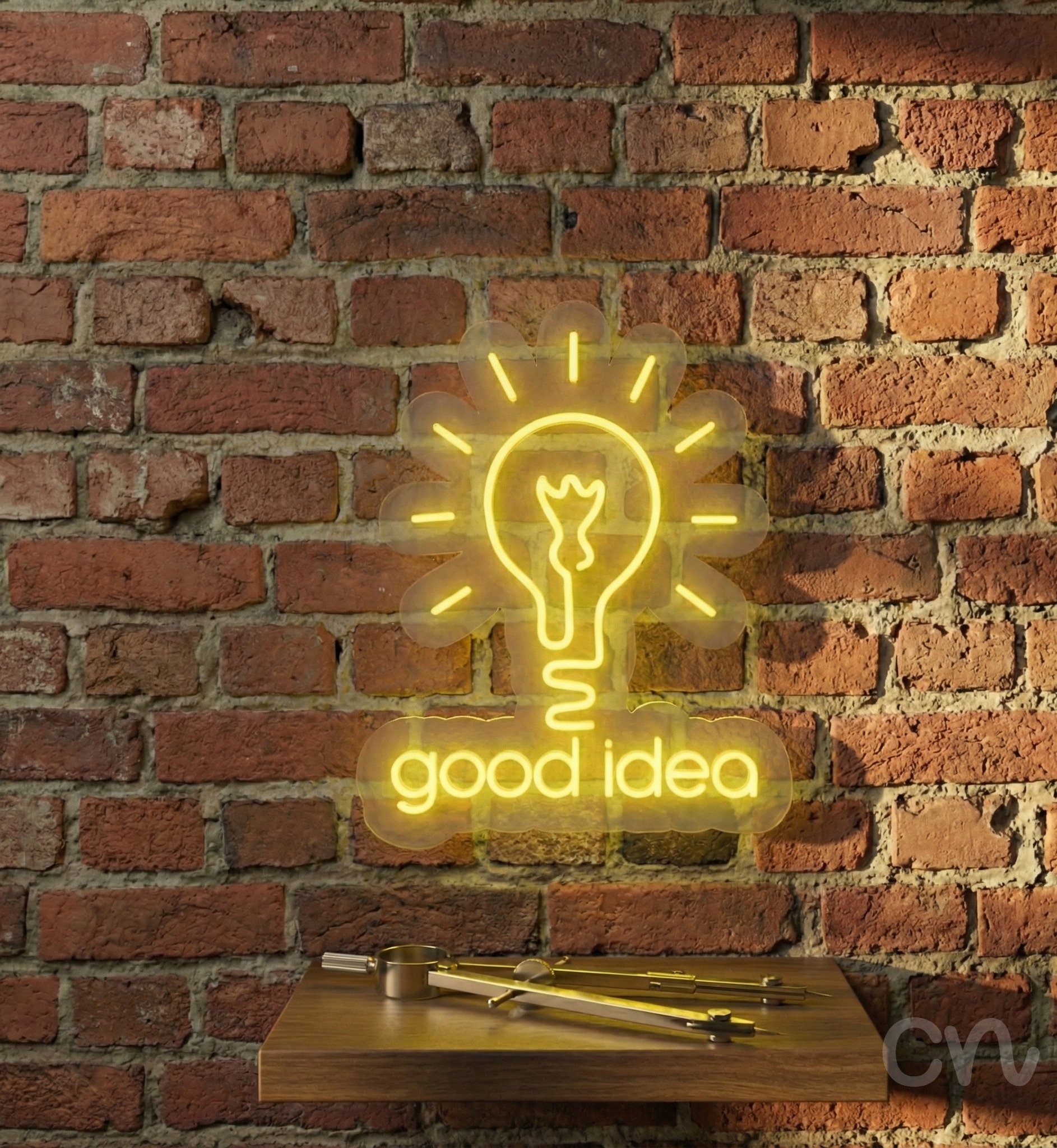 Custom Neon | Good Idea Neon Sign | 19x24 | Yellow | Bright Vintage Wall Decor 2