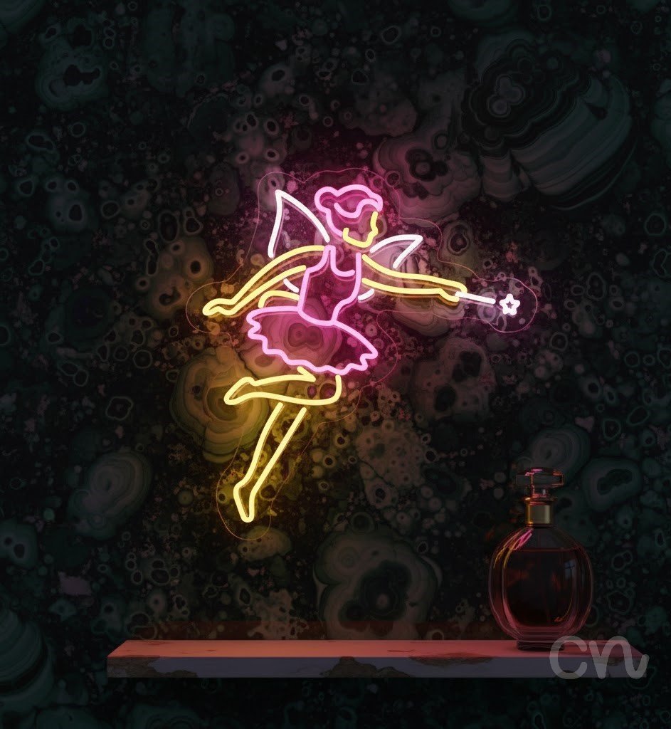Custom Neon | Fairy Design Neon Sign | 23x25 | Hot Pink and Yellow Bright Colors 2
