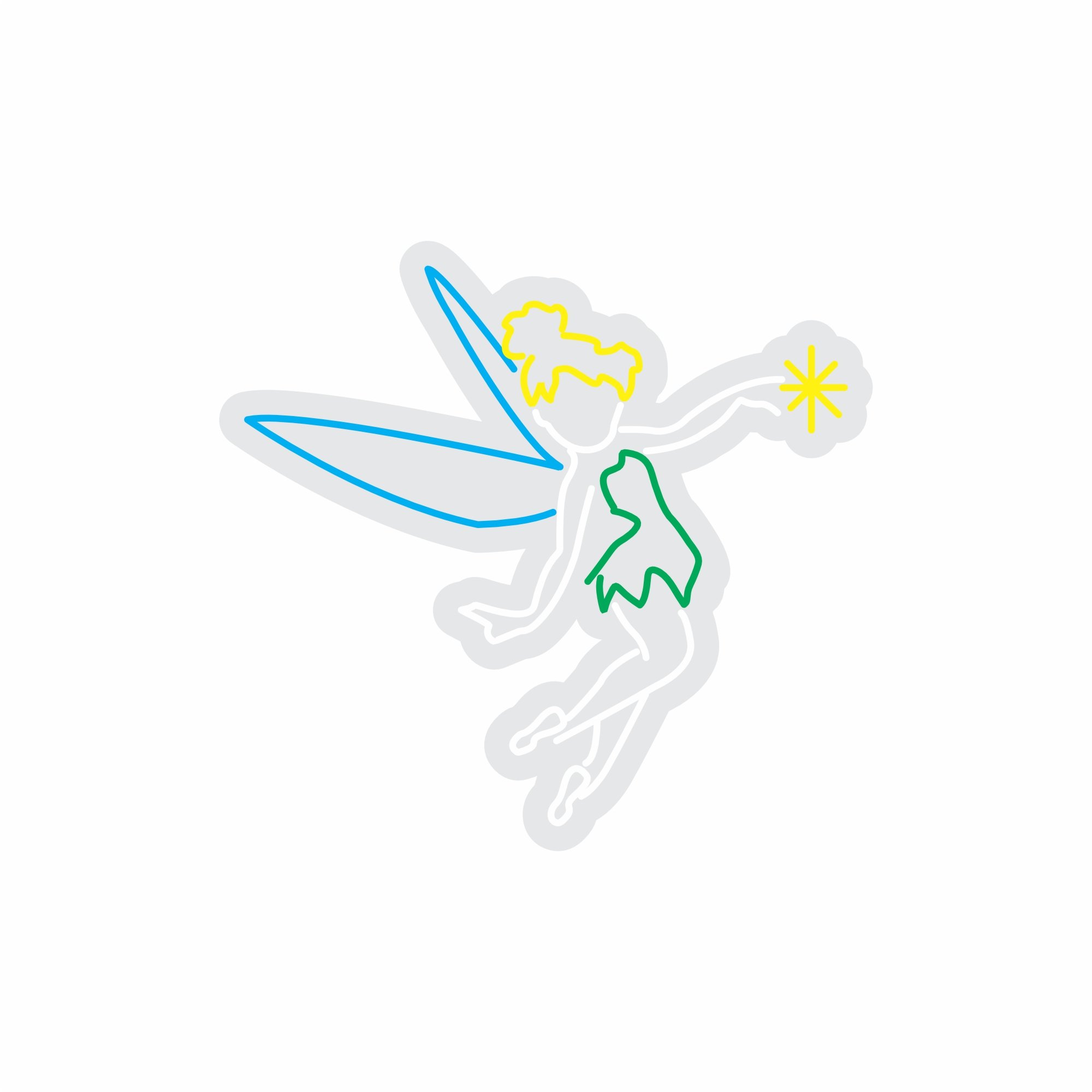 Custom Neon | Fairy Design Neon Sign | 30x28 | Blue Yellow Green Bright Wall Art 3