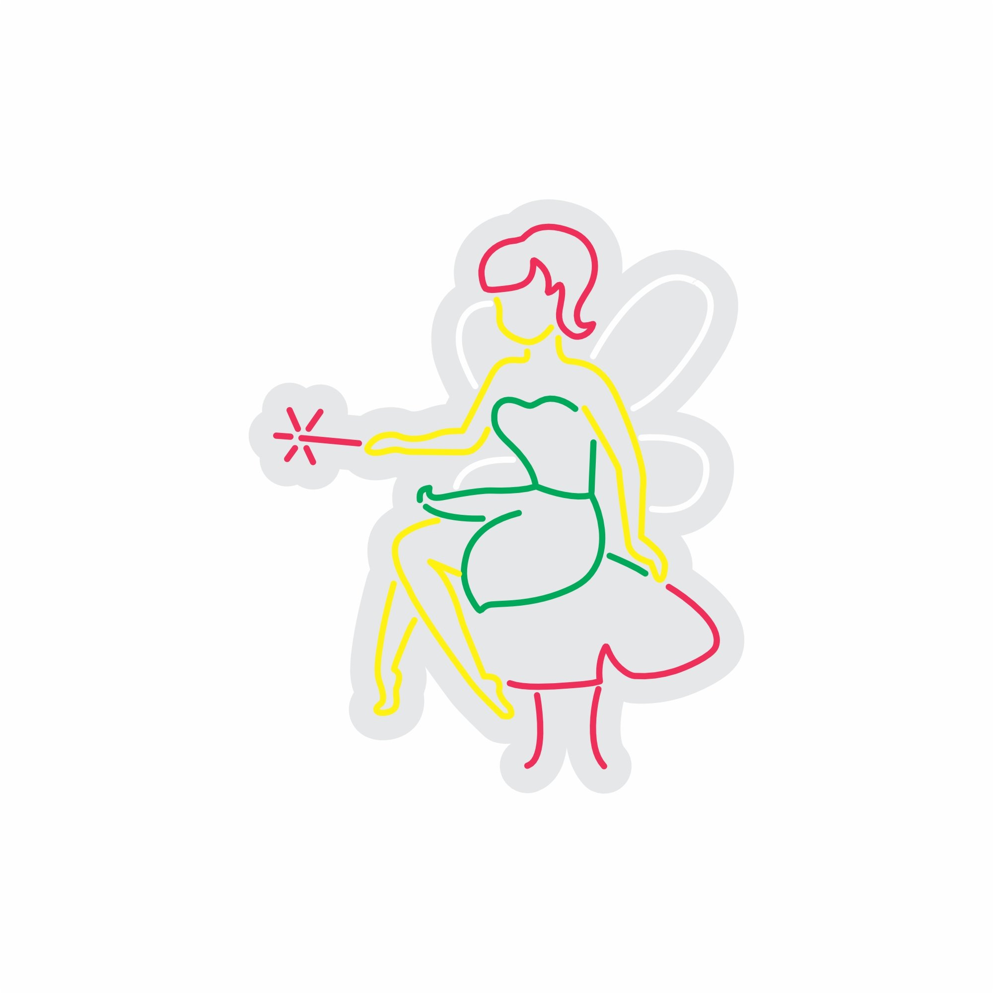 Custom Neon | Fairy Design Neon Sign | 25x30 | Hot Pink Yellow Green Bright Decor 3