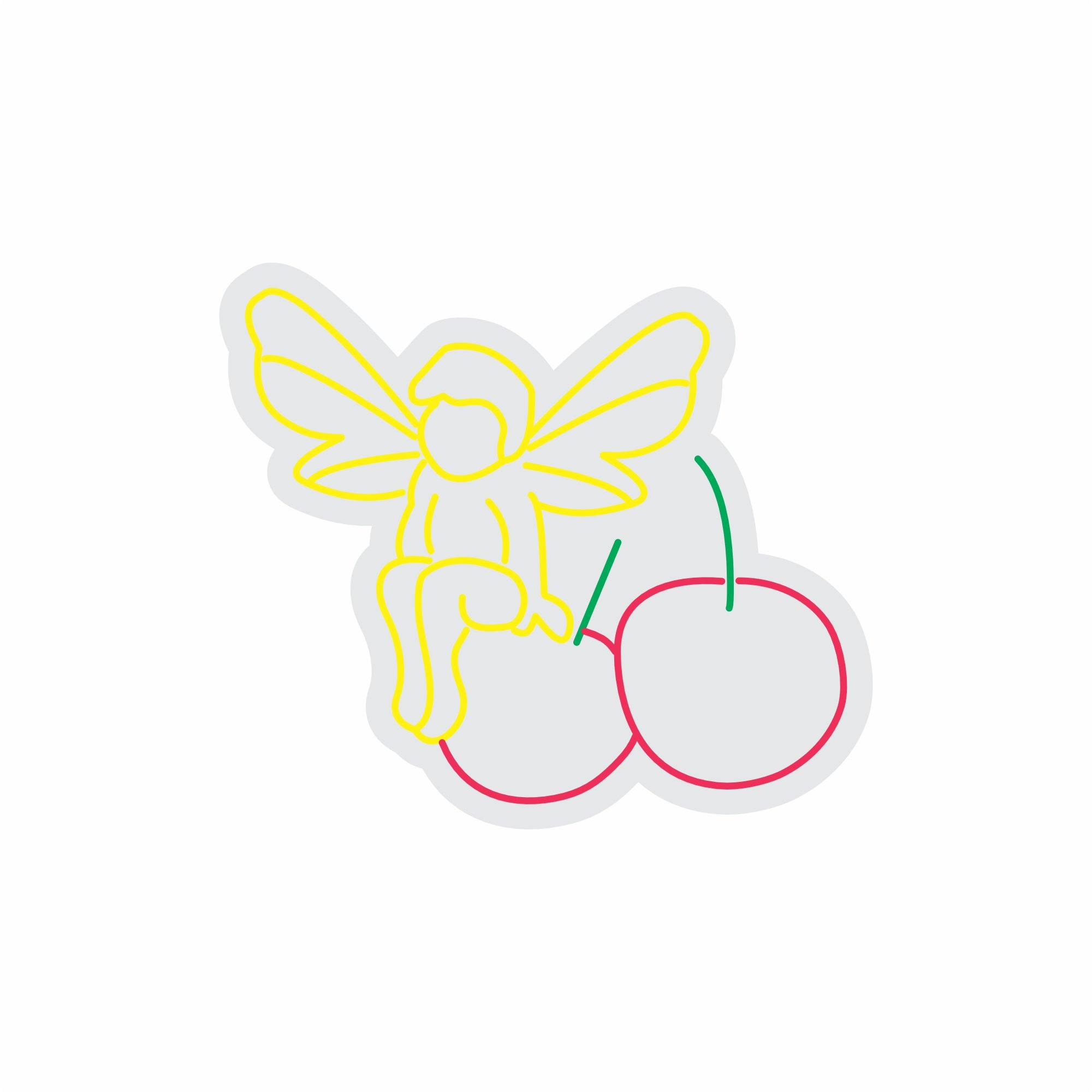 Custom Neon | Fairy on Cherries Neon Sign | 30x26 | Yellow Red Green Bright Sign 3