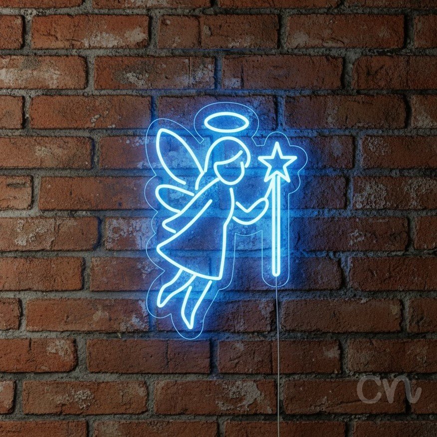 Custom Neon | Fairy Design Neon Sign | 17x24 | Ice Blue Bright Neon Wall Decor 2