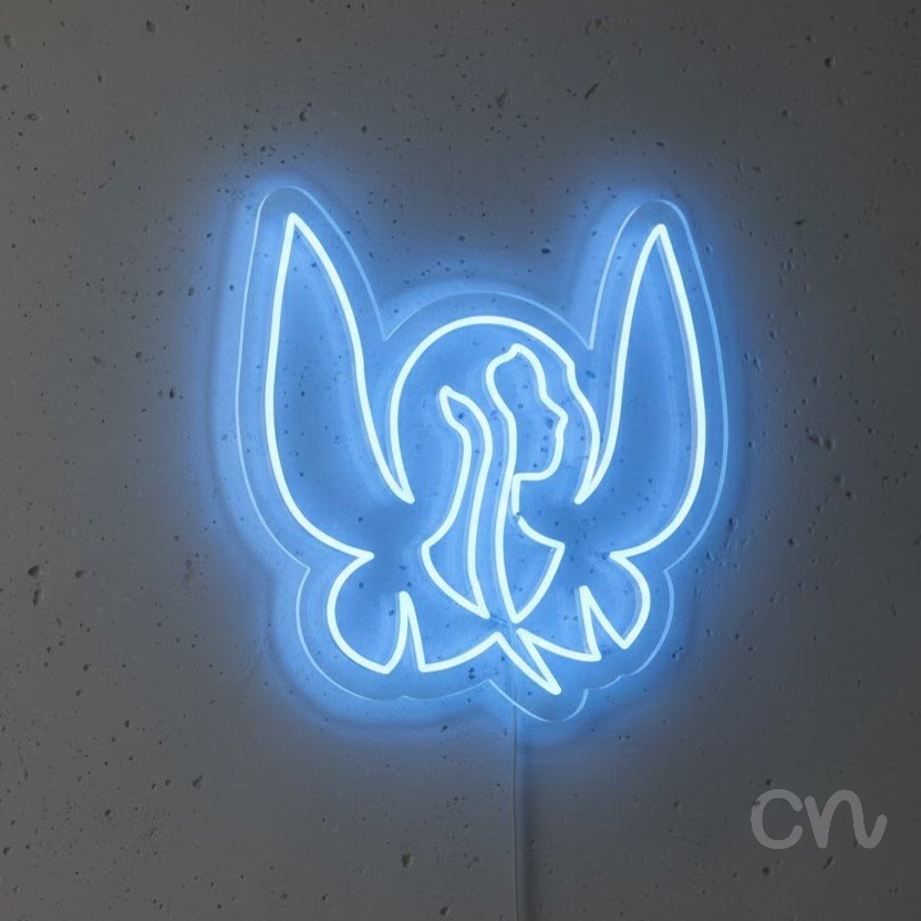 Custom Neon | Angel Design Neon Sign | 23x24 | Ice Blue Neon Sign for Home Decor 2