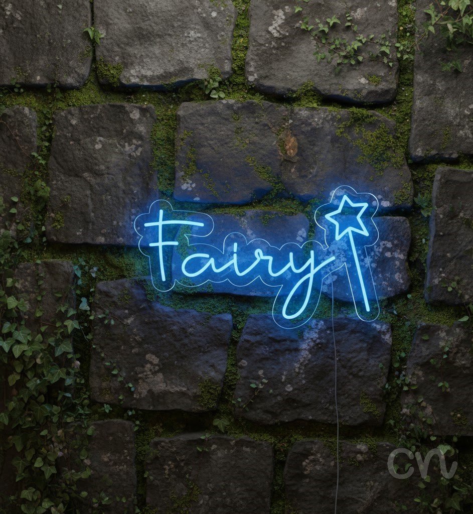 Custom Neon | Fairy Neon Sign | 24x14 | Ice Blue Neon Sign for Bedroom and Home Decor 2