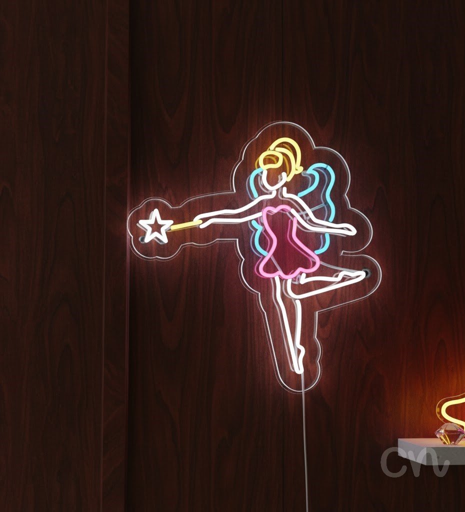 Custom Neon | Fairy Design Neon Sign | 24x25 | Yellow, Pink, Blue, White Colors 2
