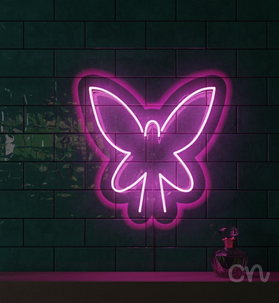 Custom Neon | Butterfly Neon Sign | 24x24 | Hot Pink