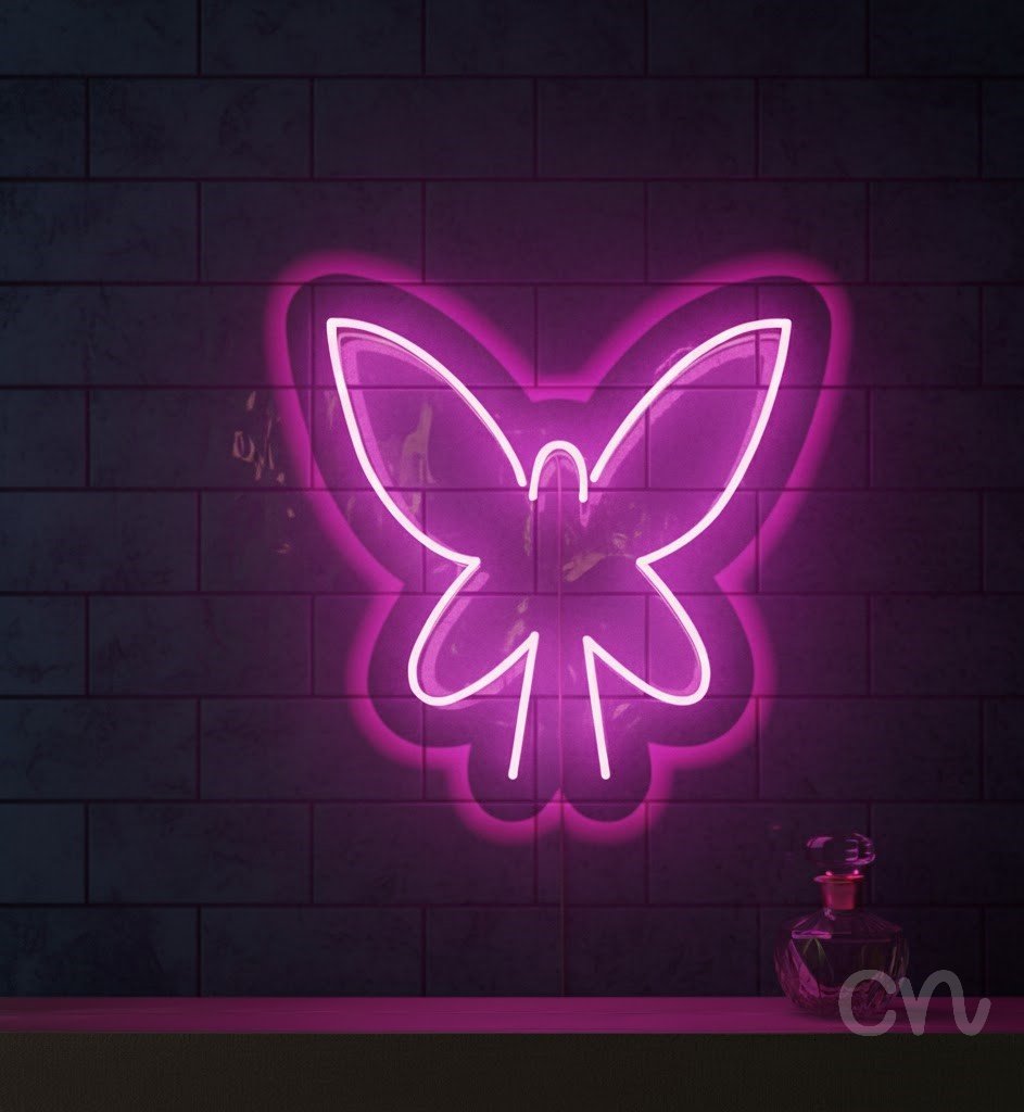 Custom Neon | Butterfly Neon Sign | 24x24 | Hot Pink 2