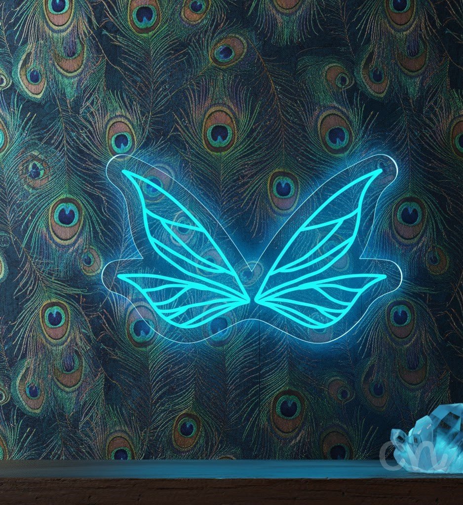 Custom Neon | Butterfly Wings Neon Sign | 30x19 | Ice Blue Neon Sign for Bedroom Decor 2