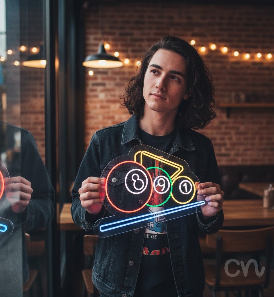 Custom Neon | 8 9 1 Neon Sign | 24x30 | Hot Pink, Green, Ice Blue, Yellow