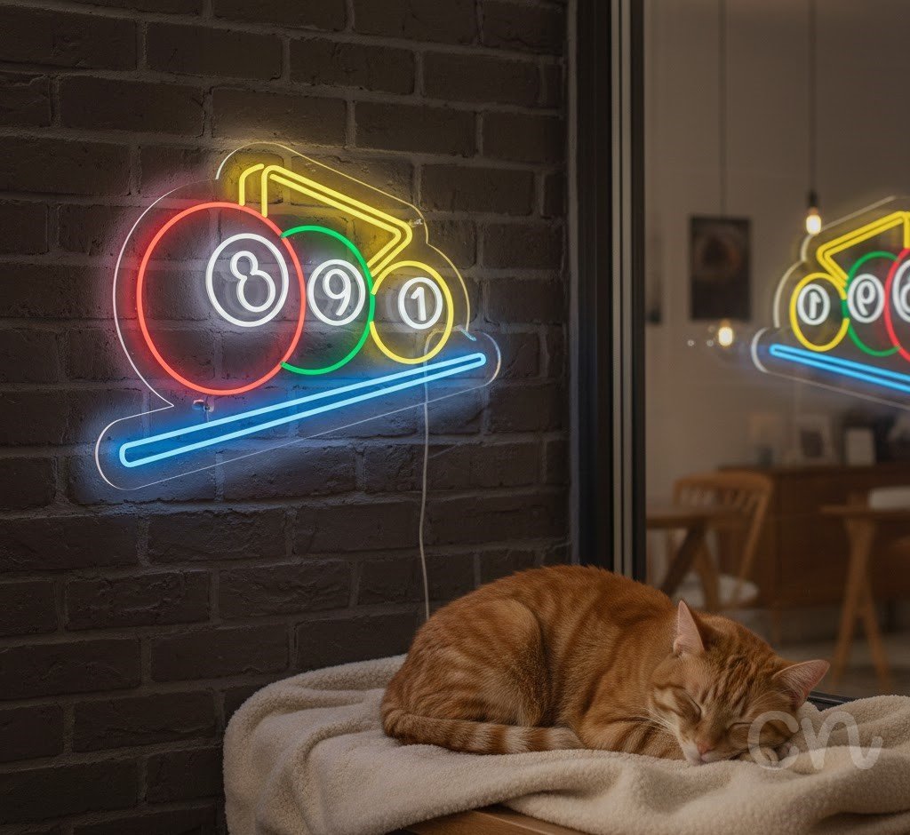 Custom Neon | 8 9 1 Neon Sign | 24x30 | Hot Pink, Green, Ice Blue, Yellow 2