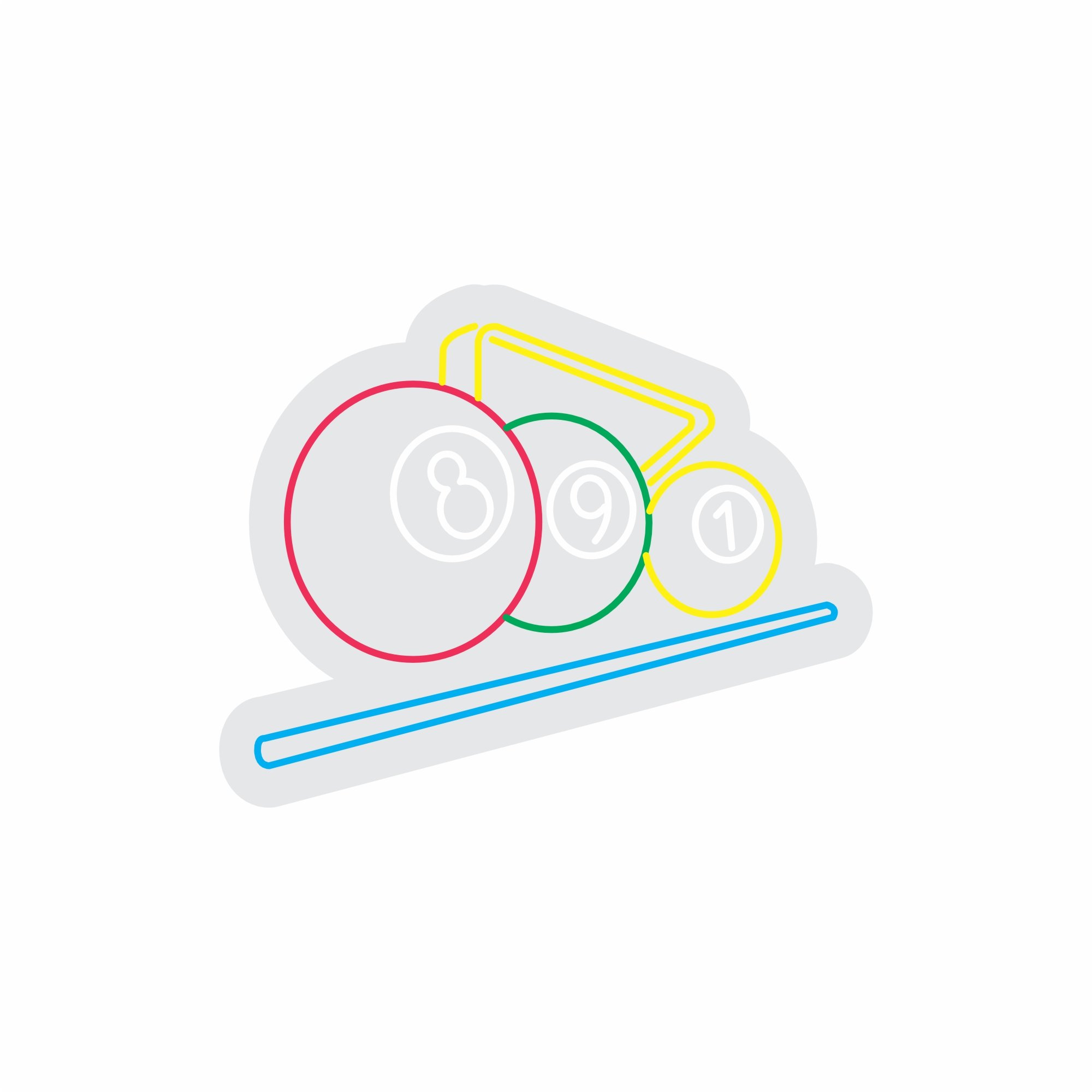 Custom Neon | 8 9 1 Neon Sign | 24x30 | Hot Pink, Green, Ice Blue, Yellow 3