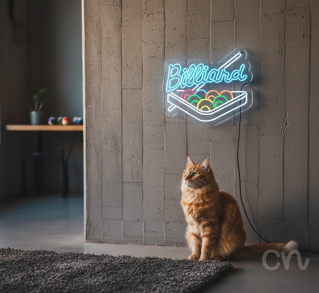 Custom Neon | Billiard Neon Sign | 23x28 | Ice Blue and Multicolor Neon Sign 2