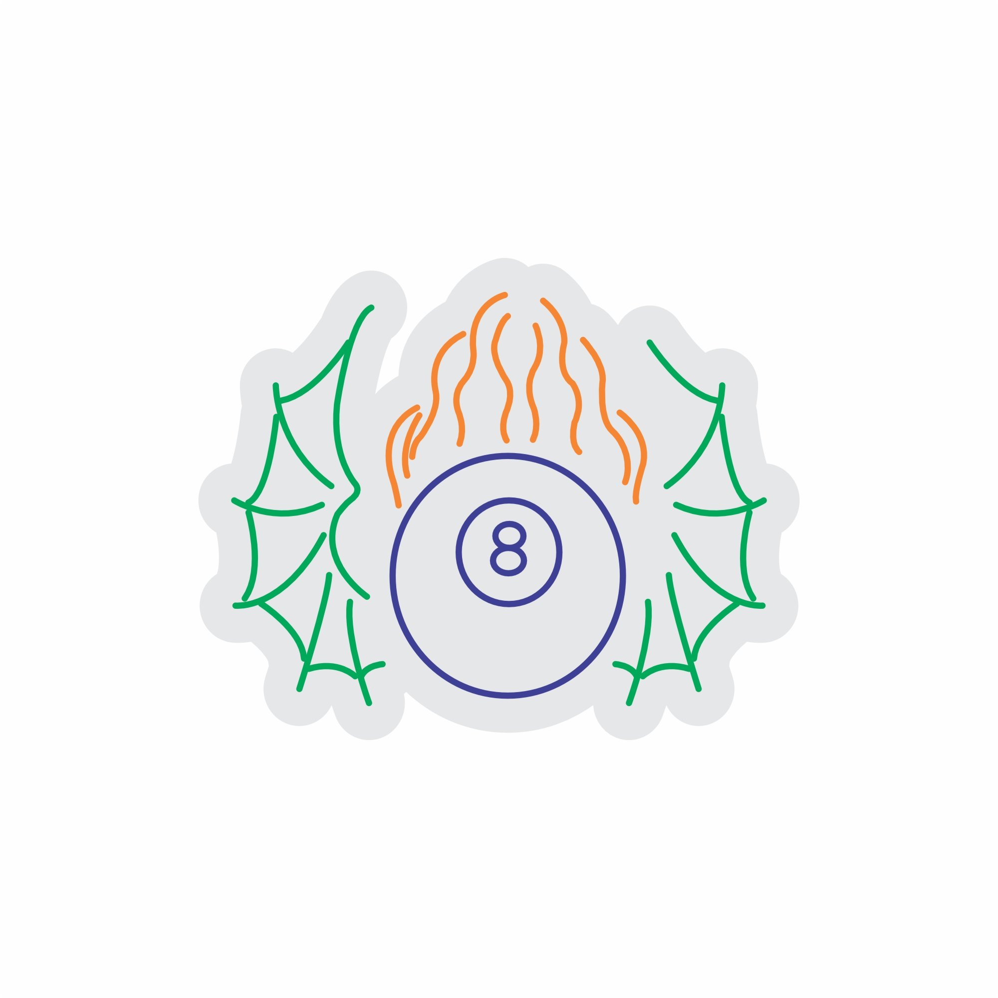 Custom Neon | 8 Ball with Flames Neon Sign | 27x28 | Purple, Orange, Green 3