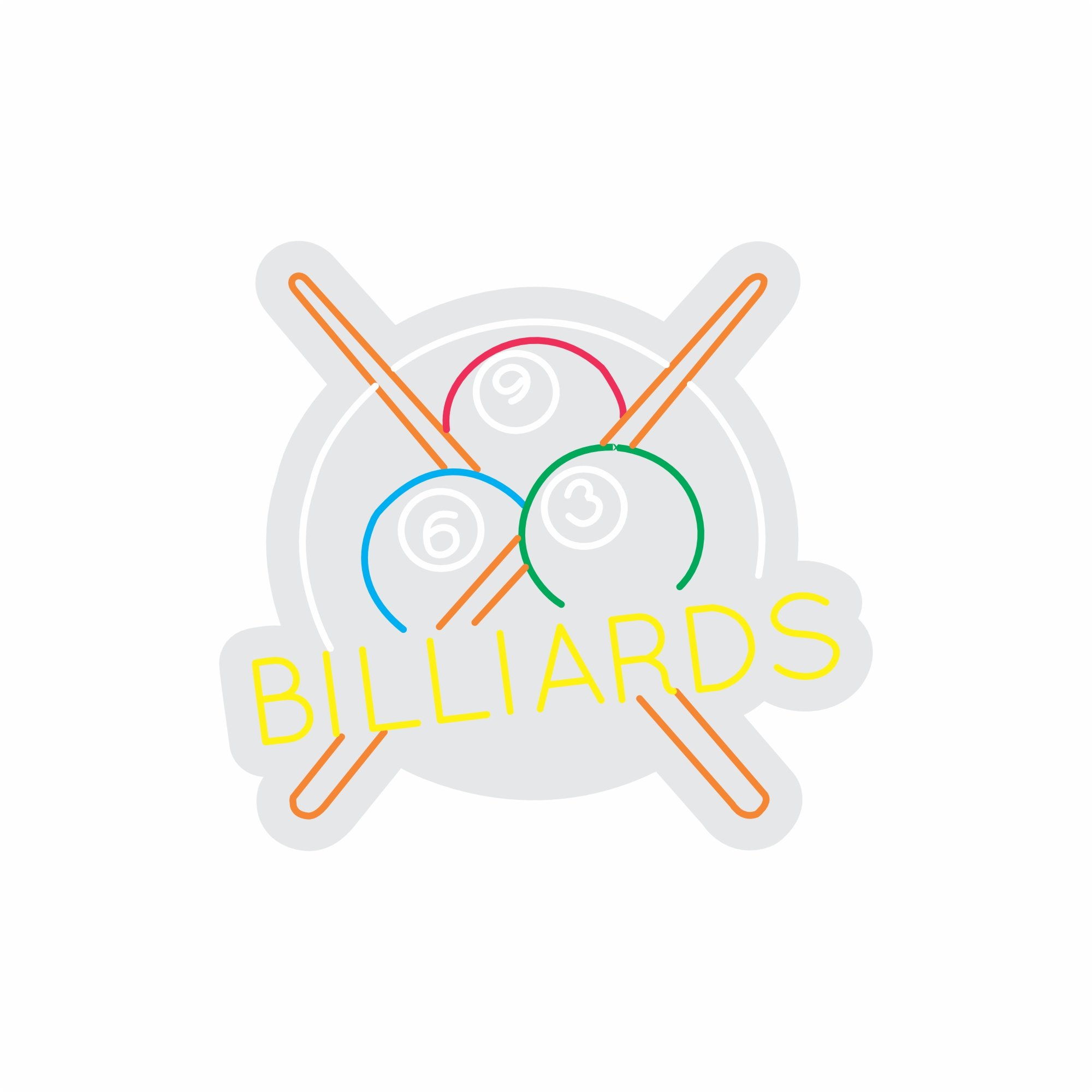 Custom Neon | Billiards Neon Sign | 28x30 Inches | Yellow, Red, Blue, Green, Orange 3