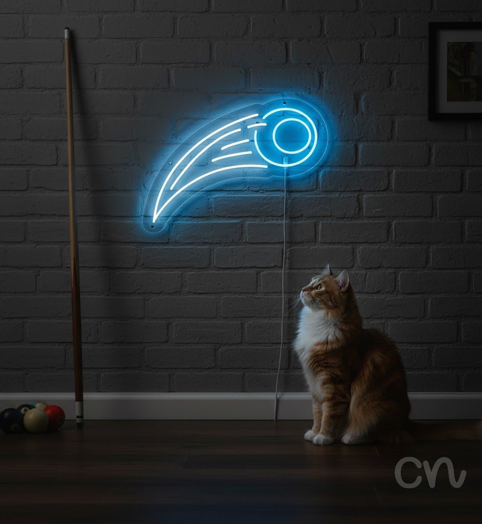 Custom Neon | Comet Design Neon Sign | 22x30 | White and Blue Neon Sign for Wall Decor 2