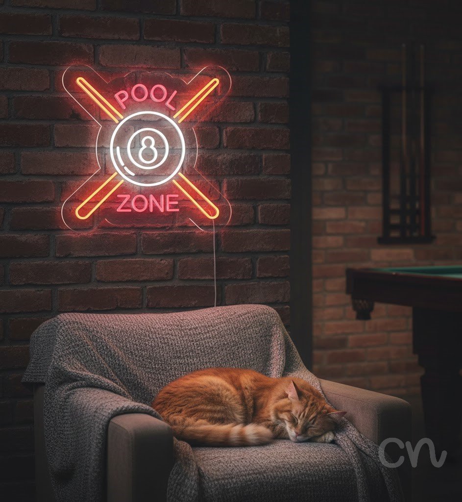 Custom Neon | Pool Zone Neon Sign | 23x24 | Pink Orange | Bright Neon Bar Party Decor 2