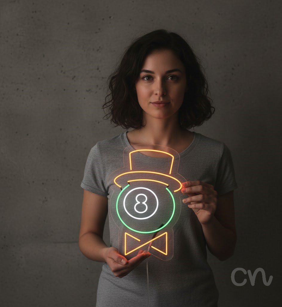 Custom Neon | 8 Neon Sign | 32x24 | White Green Orange Neon Sign for Home Decor