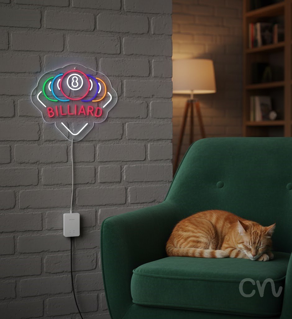 Custom Neon | Billiard Neon Sign | 24x28 Encased | Green Blue Red Purple Orange 2