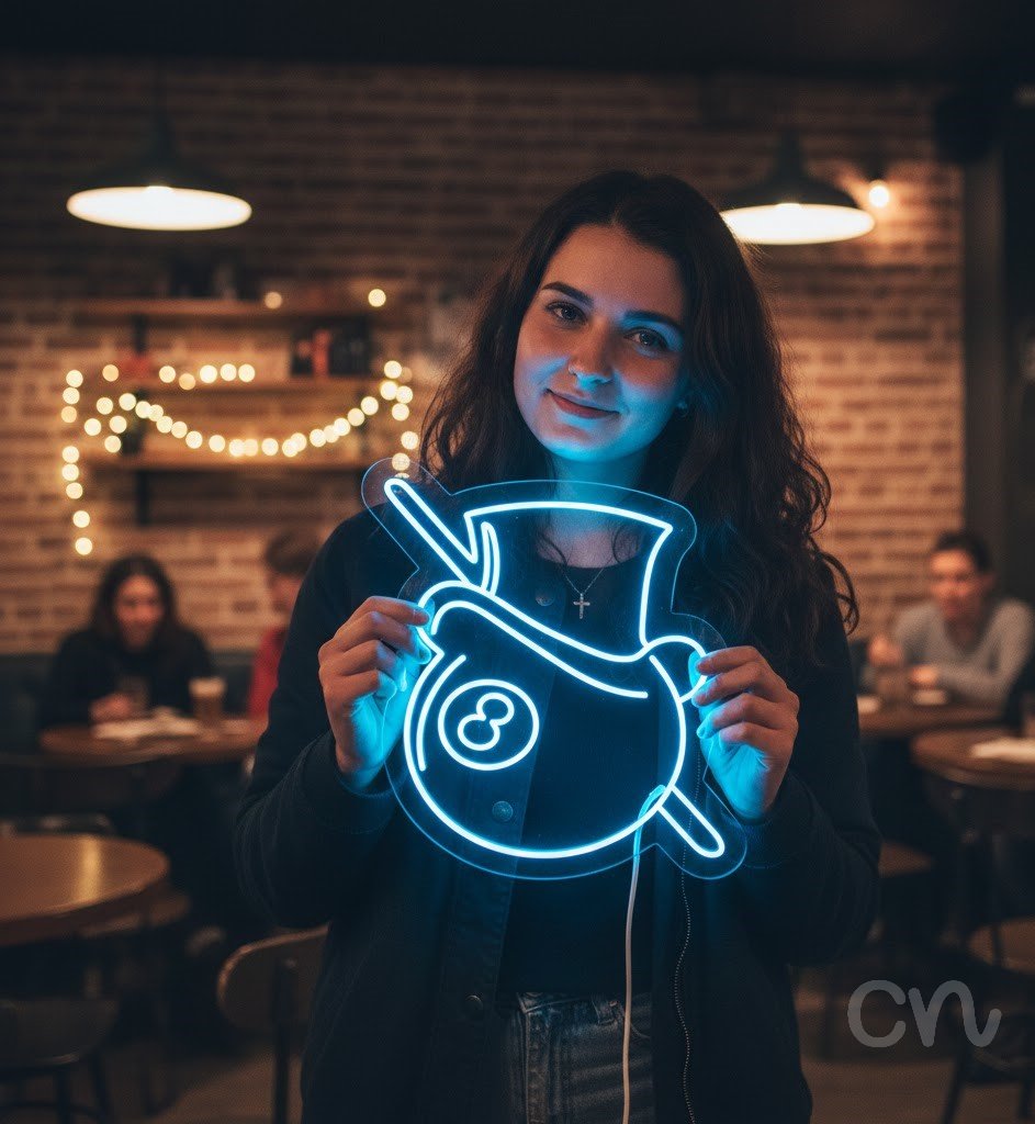 Custom Neon | Snowman Design Neon Sign | 30x28 | Ice Blue | Perfect Winter Decor