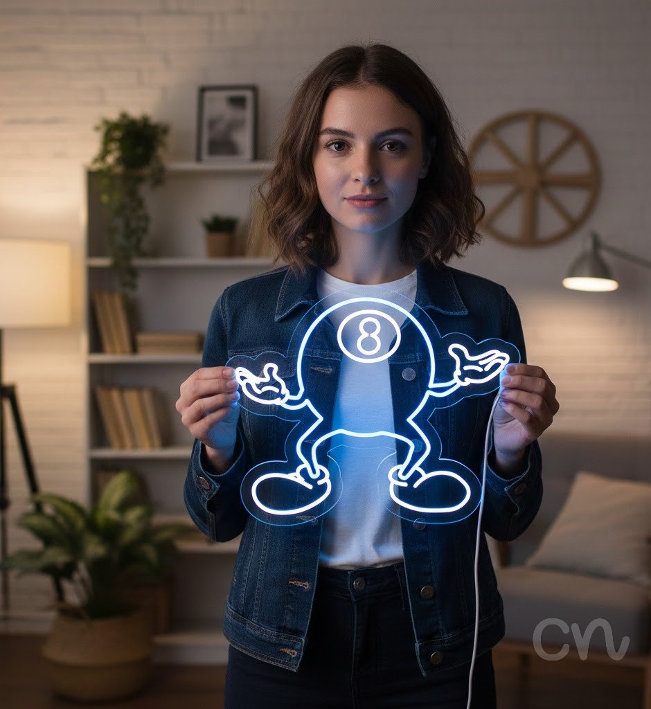 Custom Neon | 8 Neon Sign | 24x30 | Ice Blue Neon Sign for Home Bar Bedroom and Decor