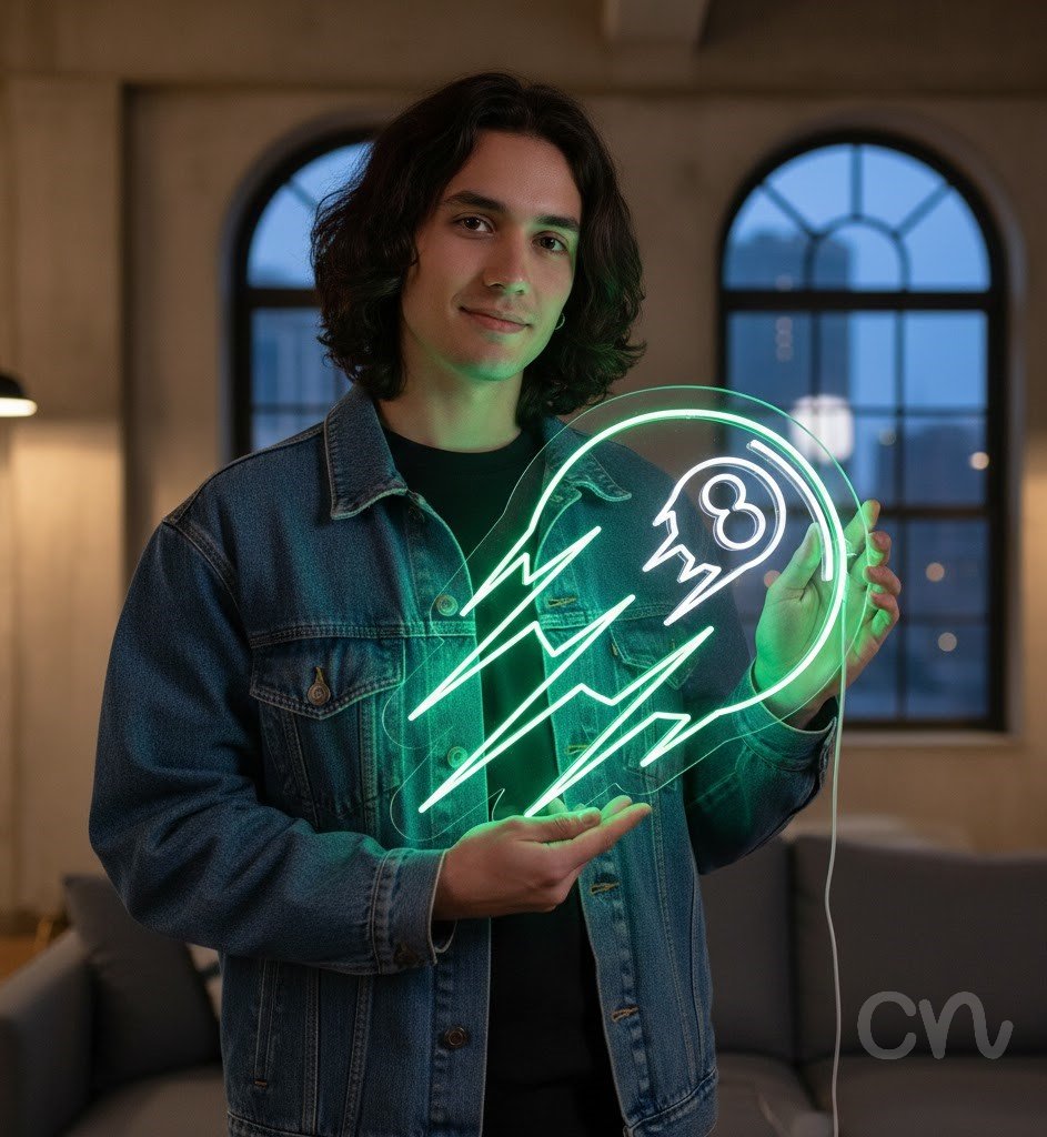 Custom Neon | Comet Design Neon Sign | 28x30 | Green Neon Sign for Home Decor