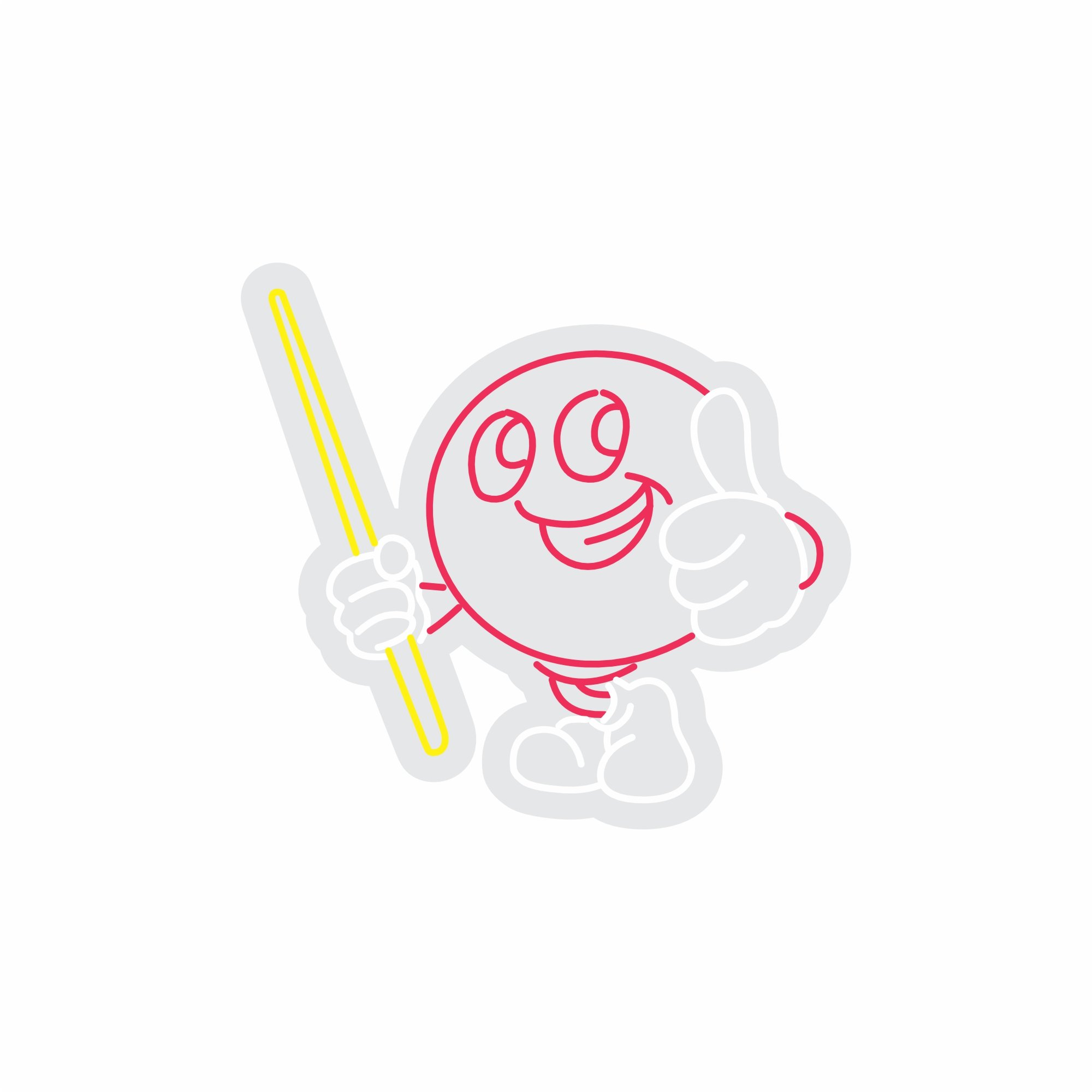 Custom Neon | Cartoon Character with Bat Neon Sign | 26x28 | Hot Pink and Yellow 3