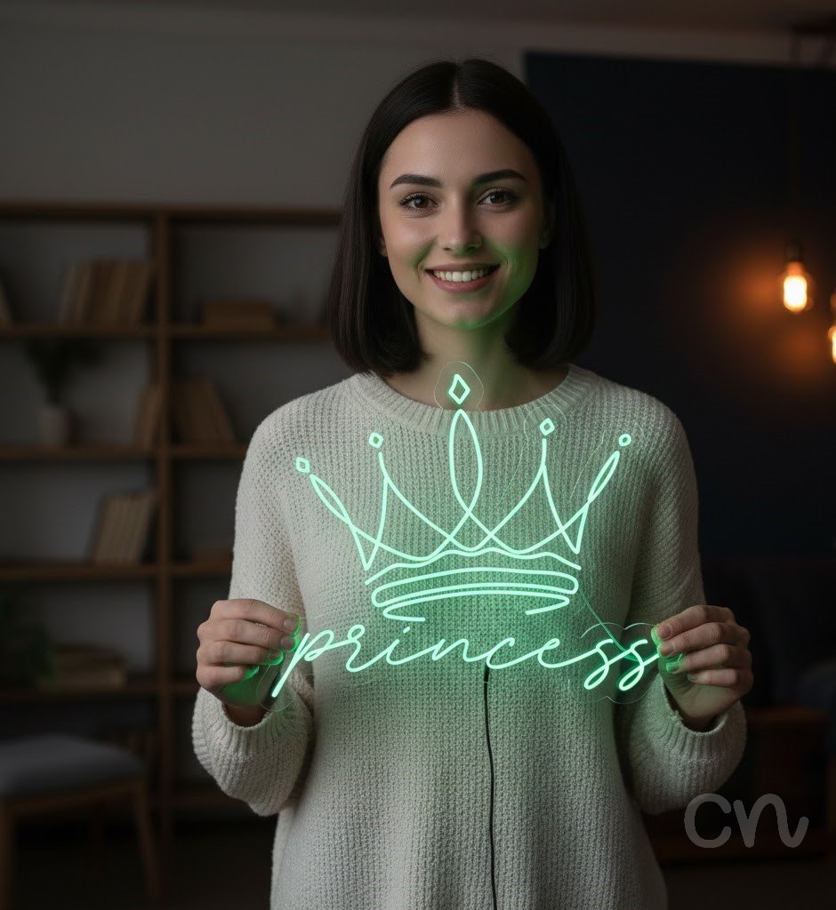 Custom Neon | Princess Neon Sign | 30x36 | Green Neon Sign for Bedroom Decor