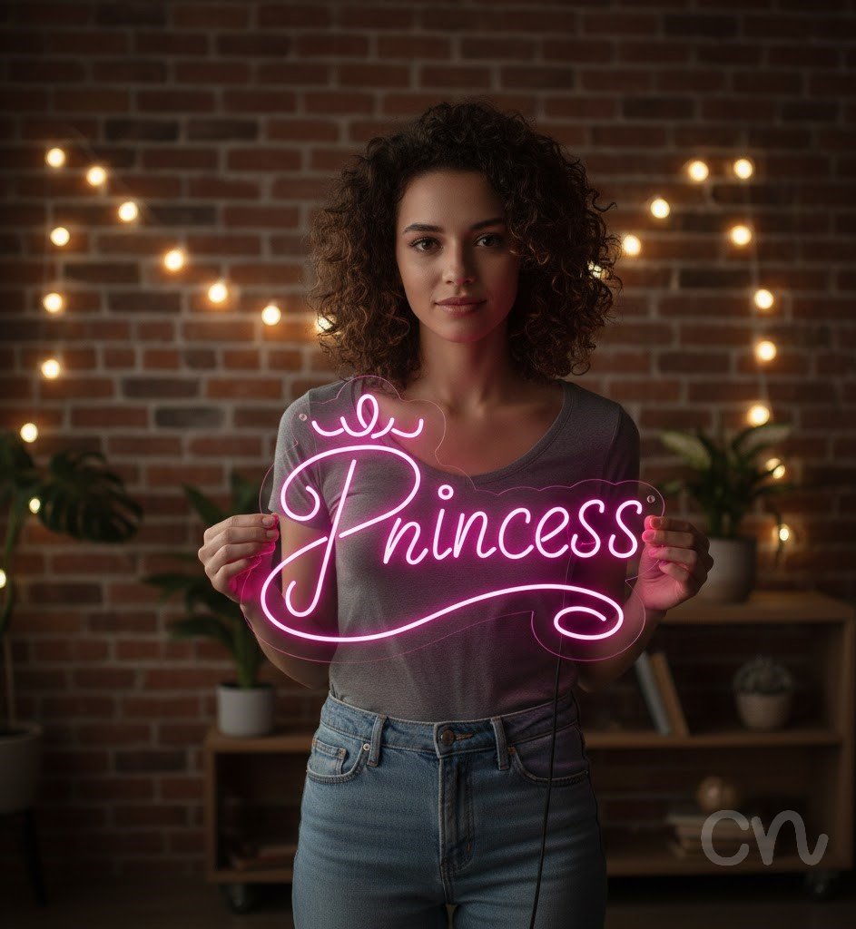 Custom Neon | Princess Neon Sign | 25x36 | Pink Lighting for Room Bedroom Decor