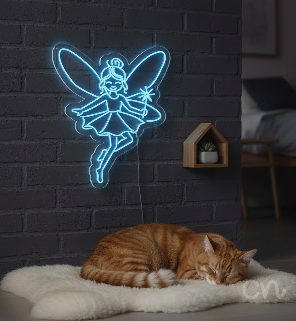 Custom Neon | Fairy Design Neon Sign | 36x32 | Ice Blue Neon Sign for Bedroom Decor 2