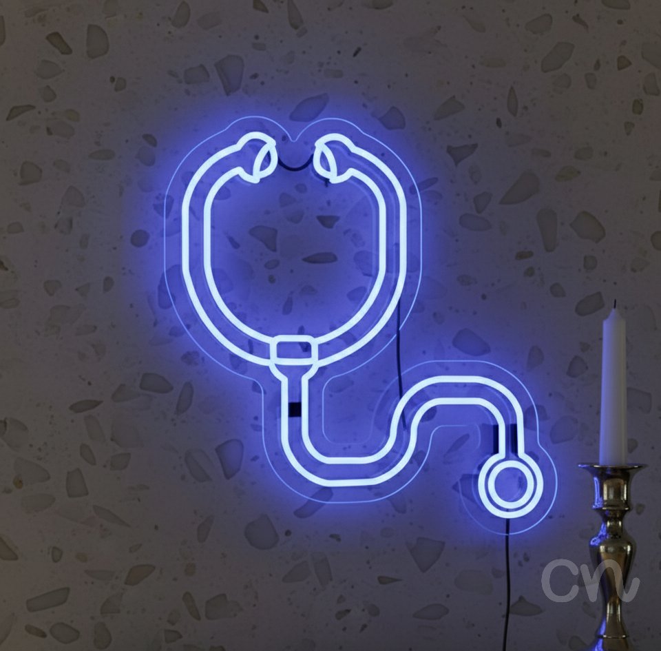 Custom Neon | Stethoscope Design Neon Sign | 21x20 | Purple