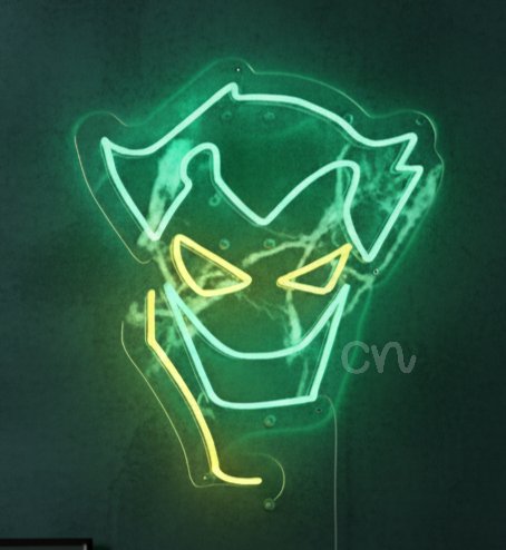 Custom Neon | Joker Face Neon Sign in Green & Yellow LED | 24x20