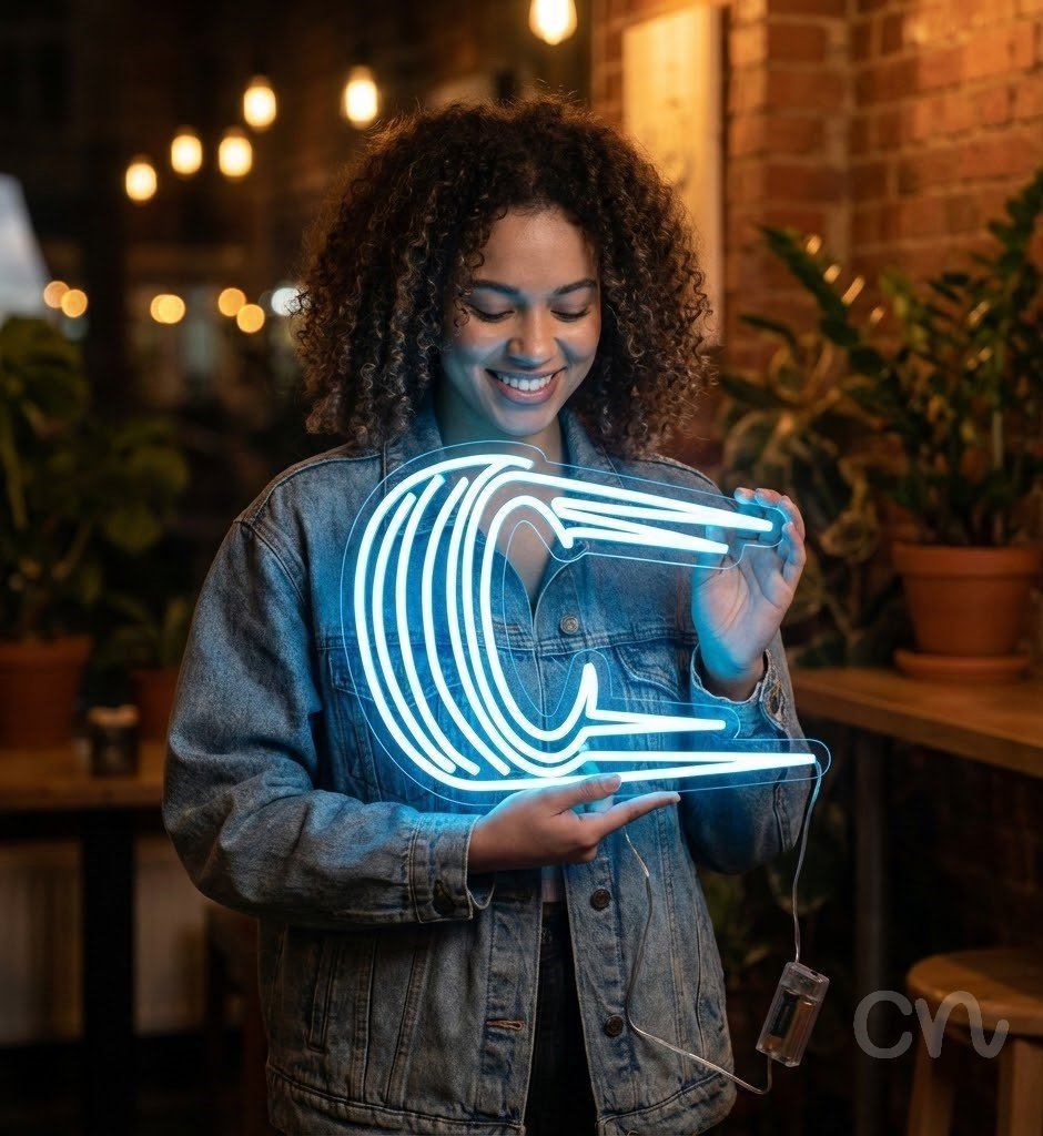 Custom Neon | Abstract Waves Neon Sign | 18x24 | Ice Blue