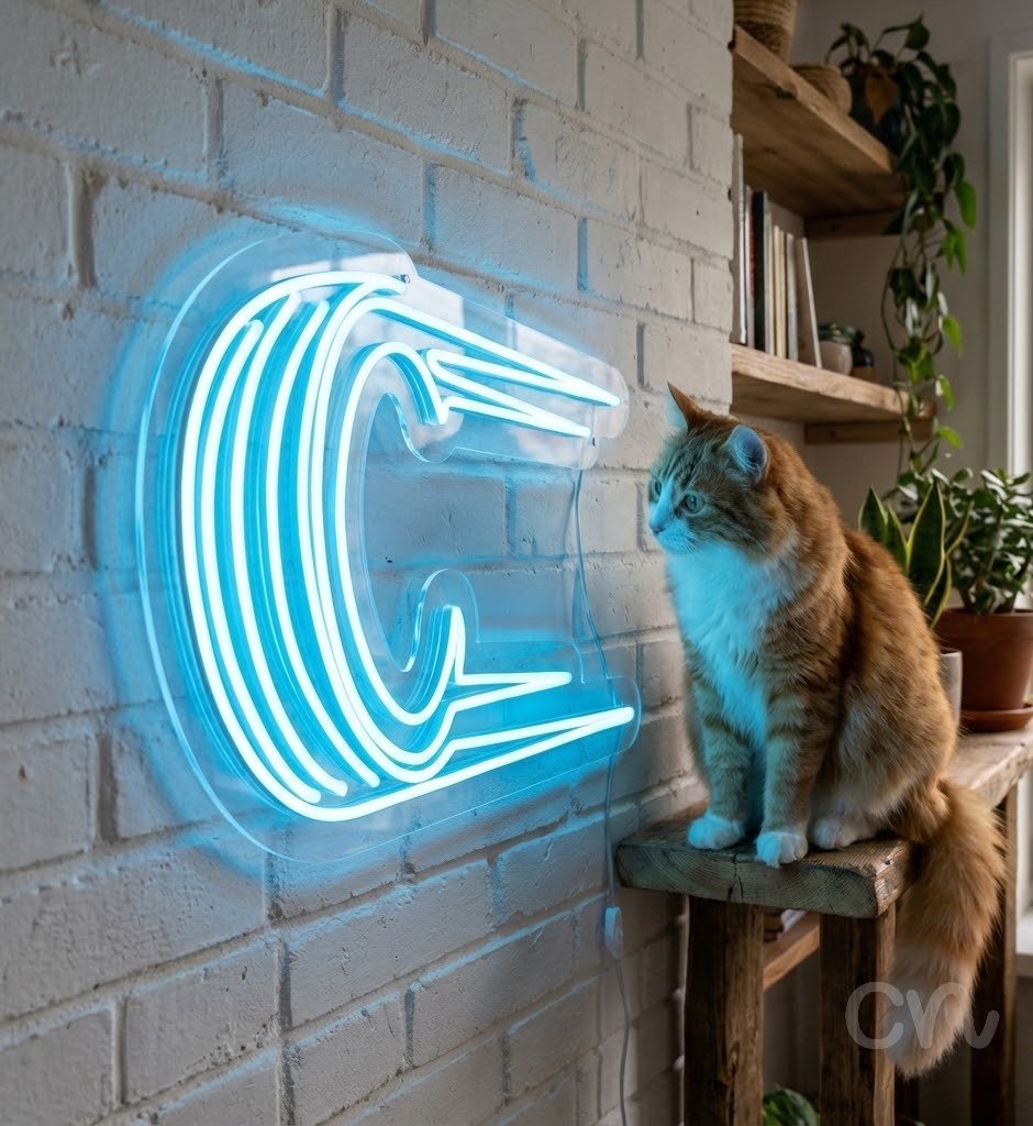 Custom Neon | Abstract Waves Neon Sign | 18x24 | Ice Blue 2