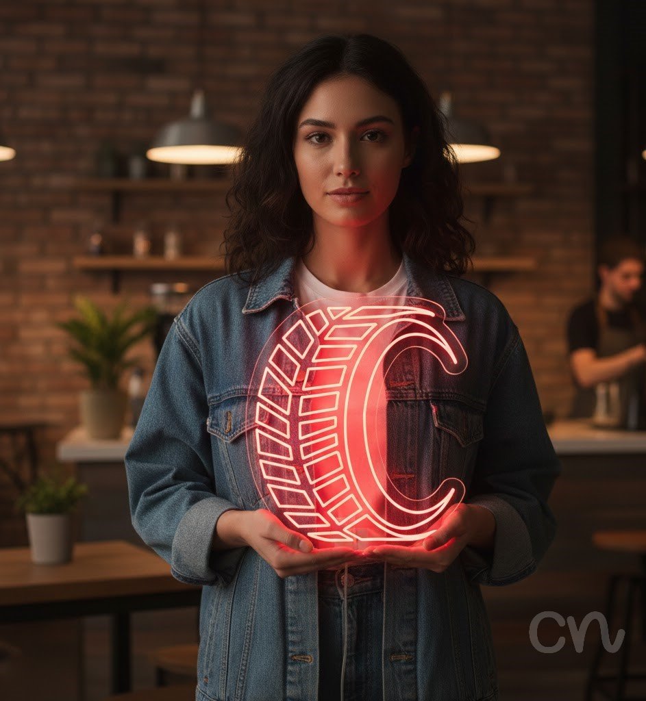 Custom Neon | Abstract Saw Blade Neon Sign | 23x32 | Ice Blue