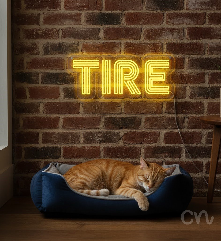 Custom Neon | Tire Neon Sign | 12x28 Inches | Yellow Light for Garage Bar Decor 2