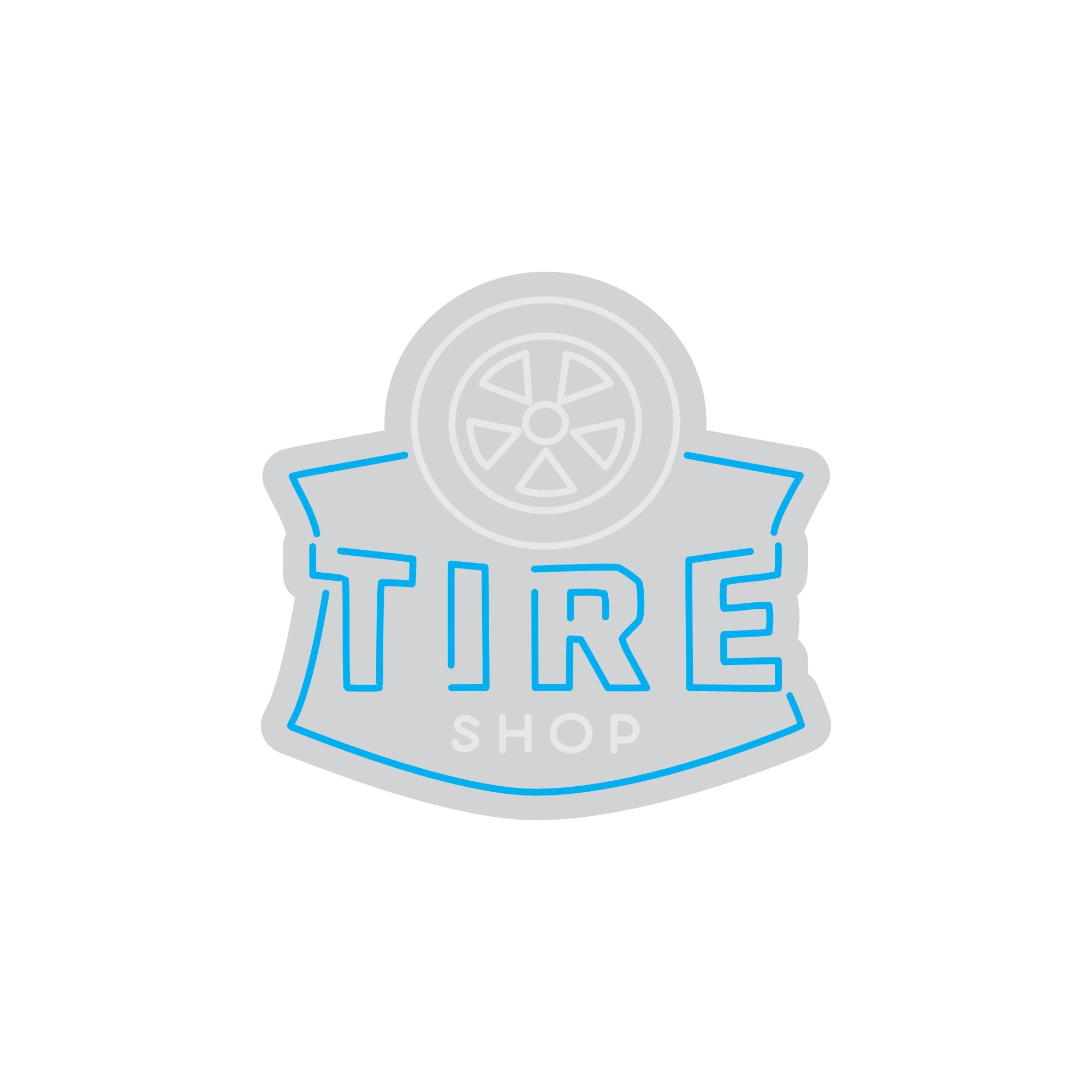 Custom Neon | Tire Shop Neon Sign | 25x26 | Ice Blue Neon Sign for Auto Shops and Garages 3